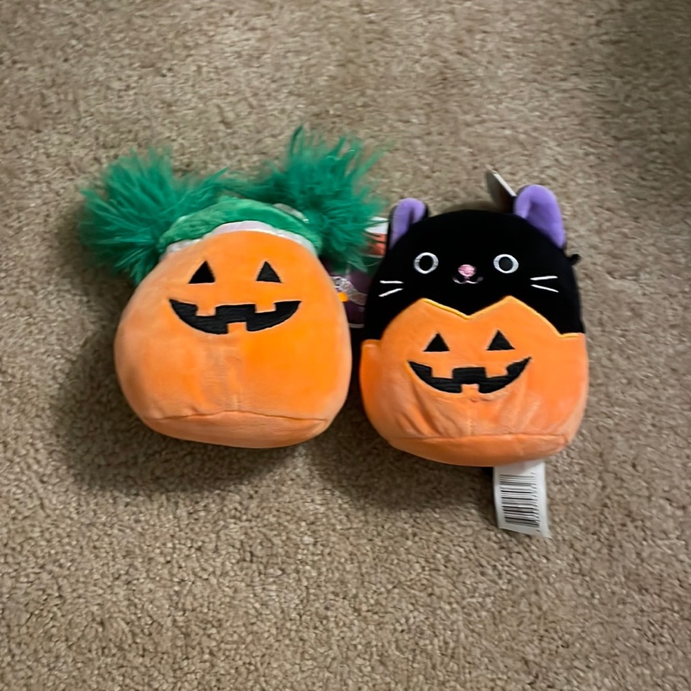 Halloween Duo Pumpkin Mini Squishmallows (Paige + Autumn)